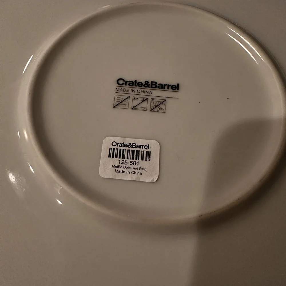 NEW & Very RARE! Crate & Barrel Metallic Dot Platter Serving Dish Plate Server
